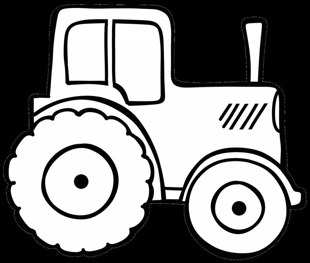 Colorful blue tractor coloring book for 2-3 year olds