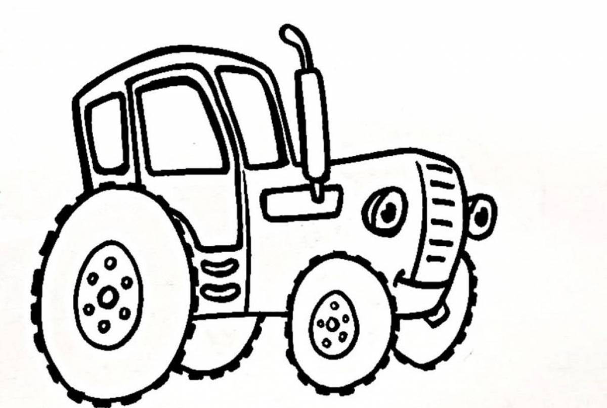 Fancy blue tractor coloring book for 2-3 year olds