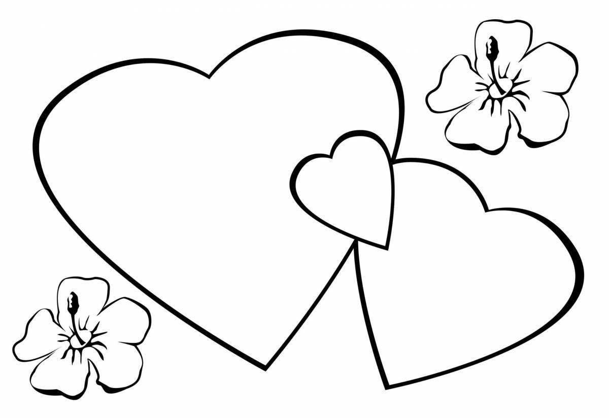 Glitter hearts coloring book for kids