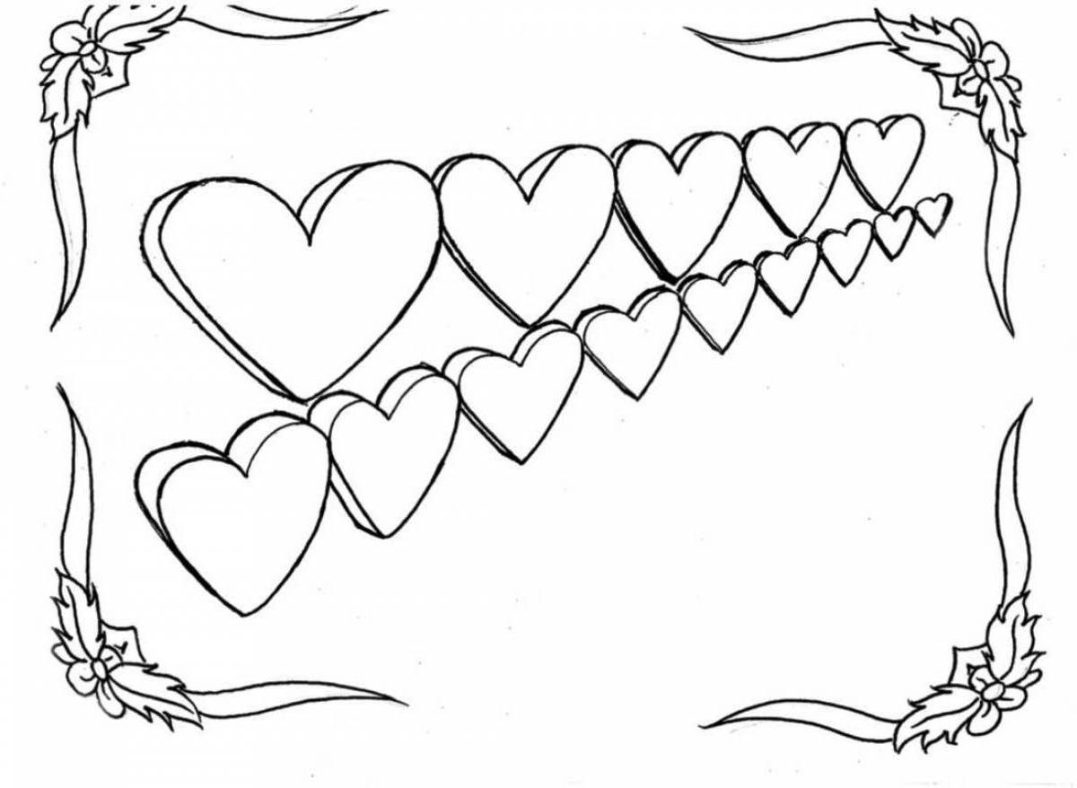 Holiday heart coloring for kids
