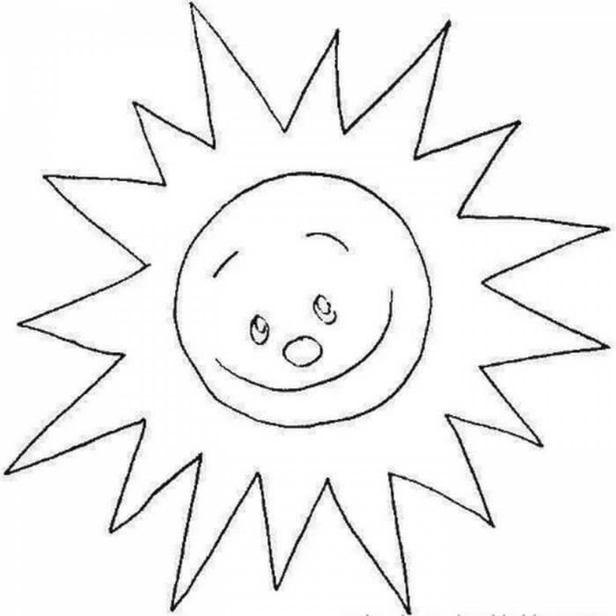 Радостная раскраска солнце для детей