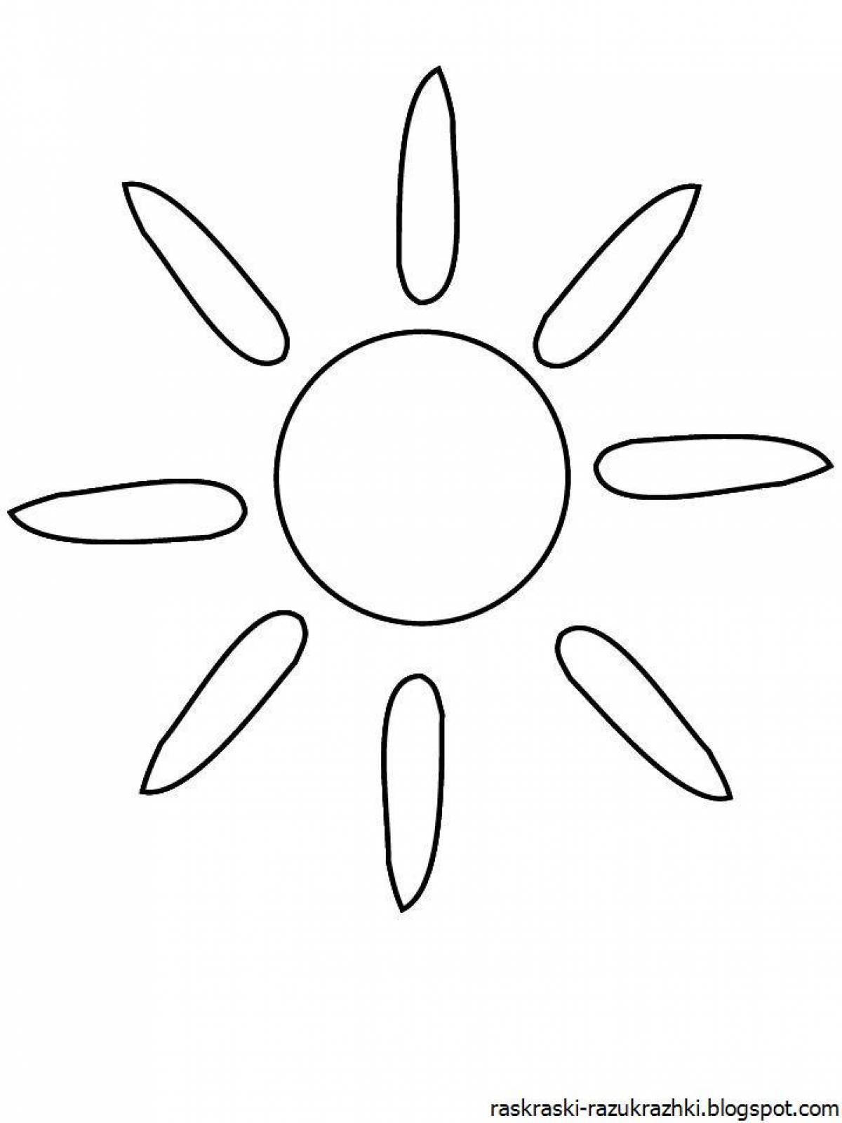 Сияющая раскраска солнце для детей