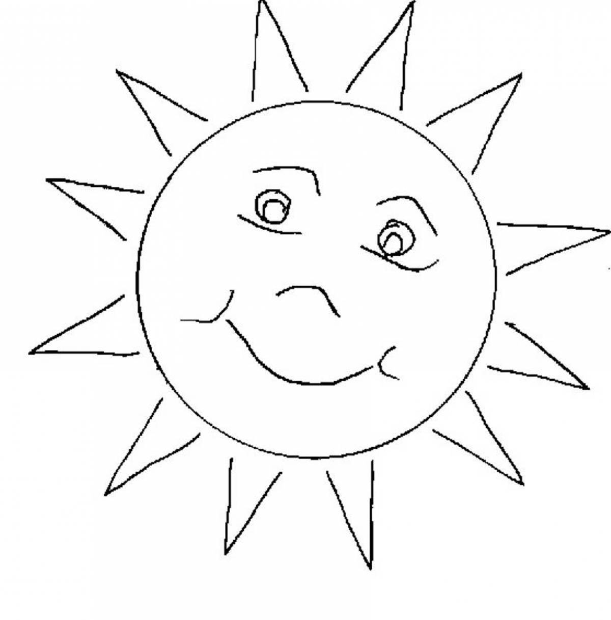 Солнечная раскраска солнце для детей