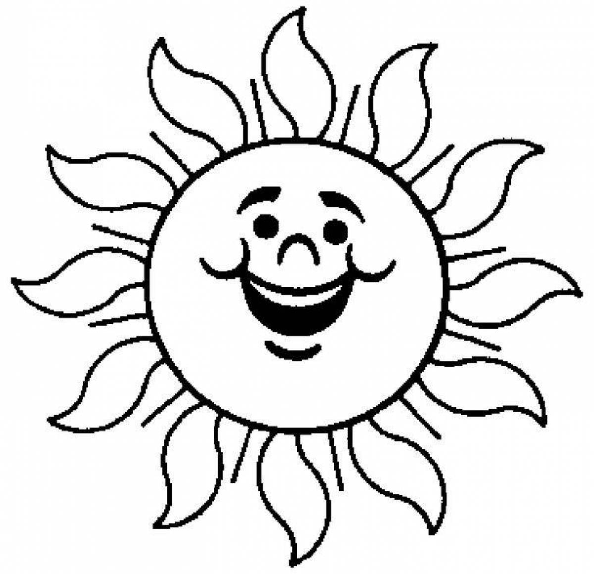 Забавная раскраска солнце для детей