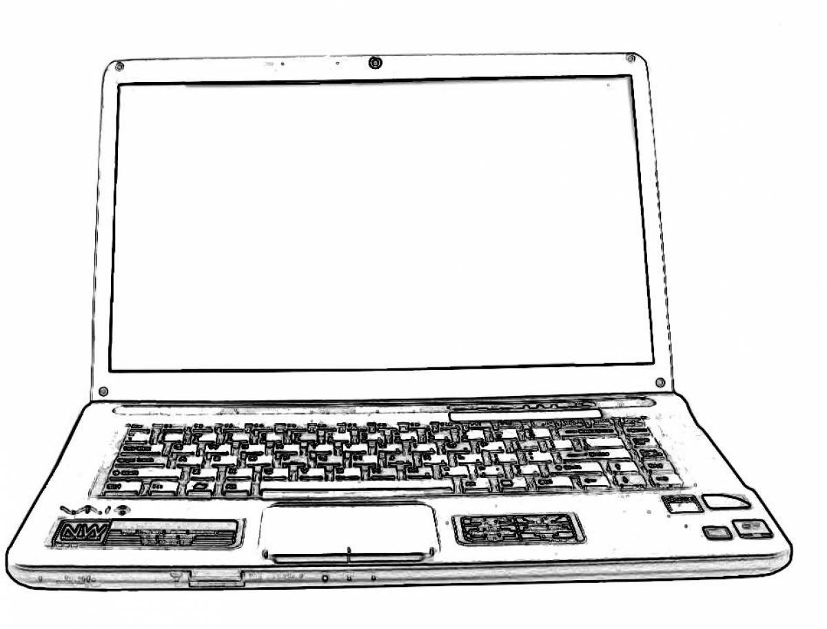 Adorable laptop coloring page
