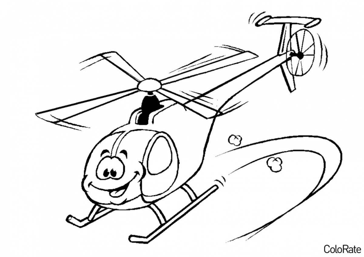 Colorful helicopter coloring page for kids