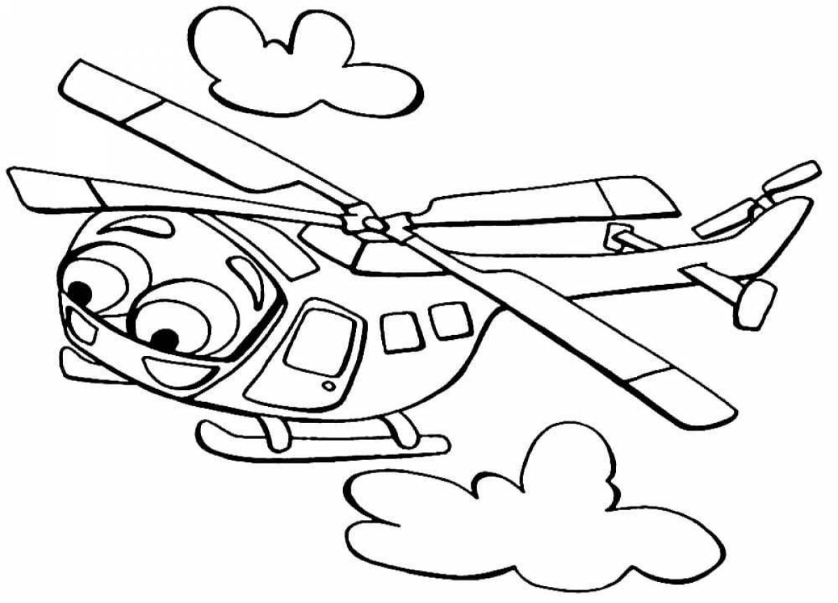 Playful helicopter coloring page for kids