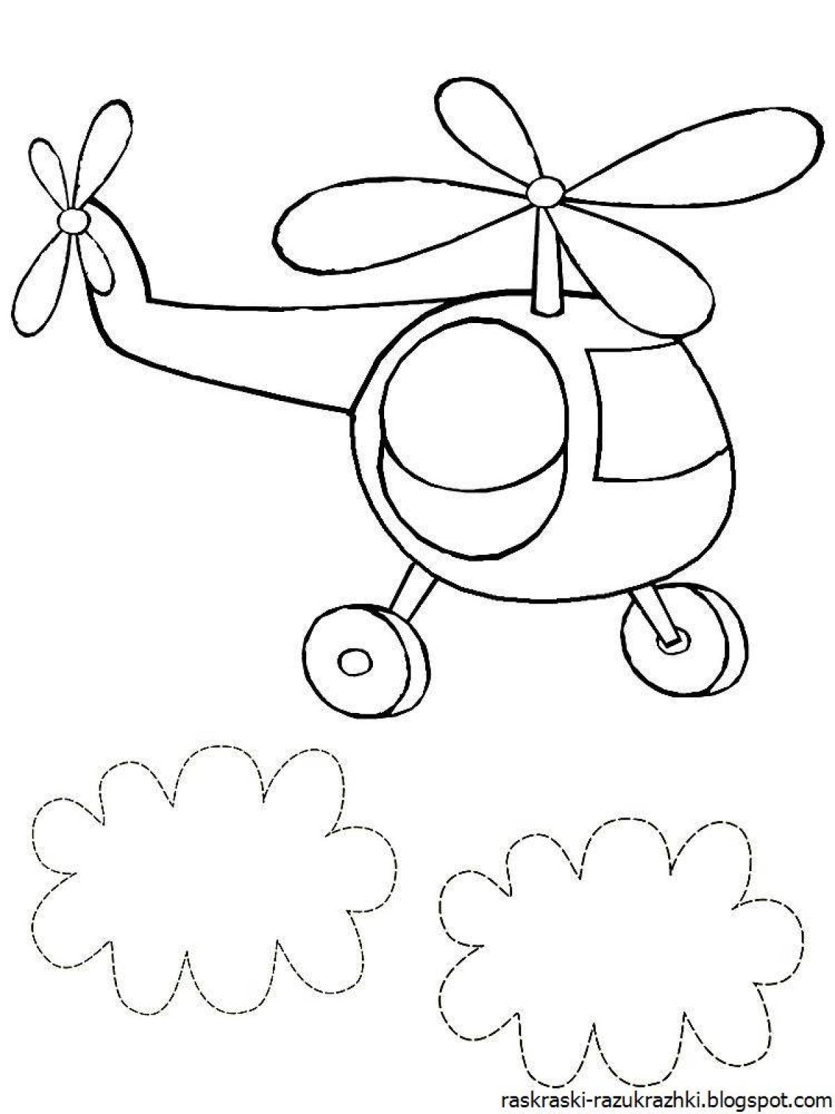 Adorable helicopter coloring book for kids