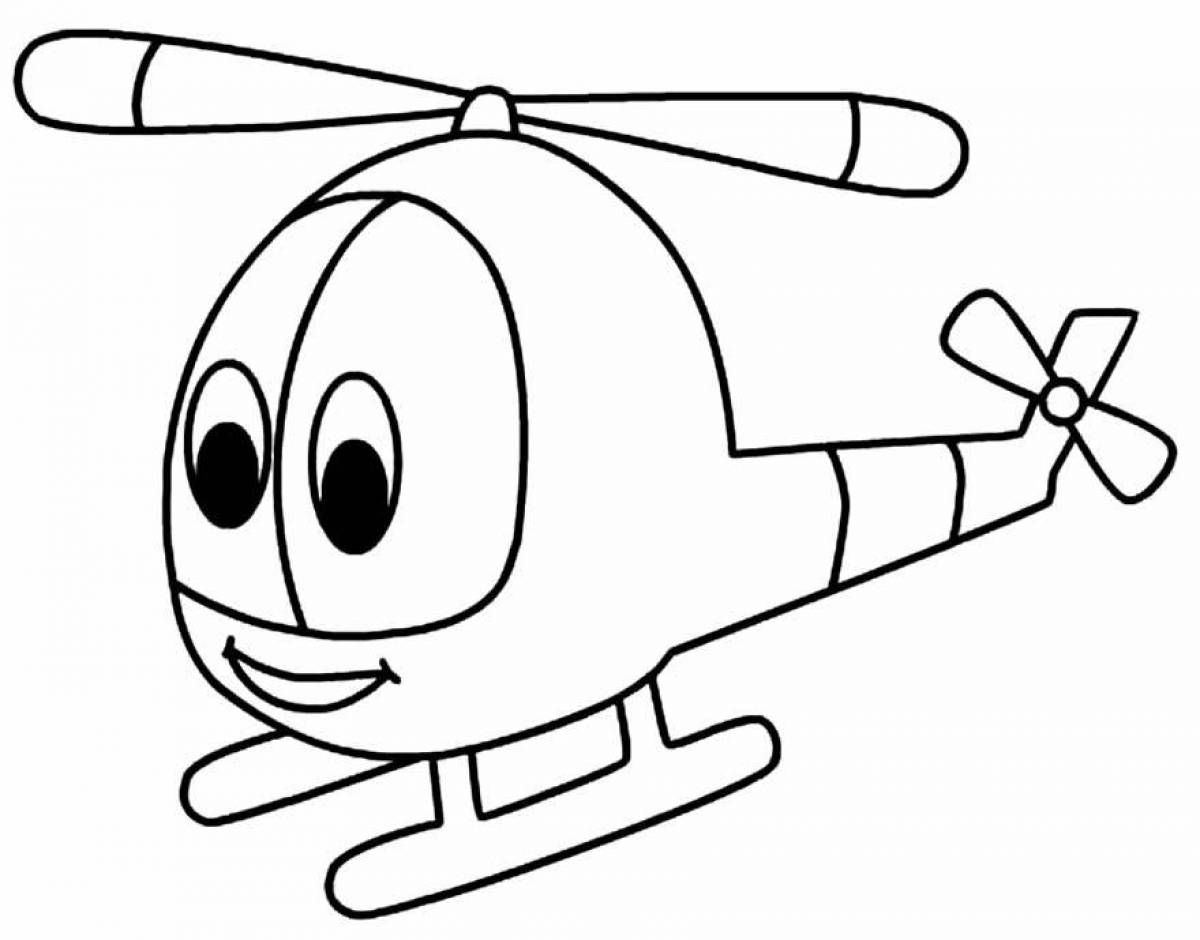 Вертолет раскраска для детей 3-4 лет