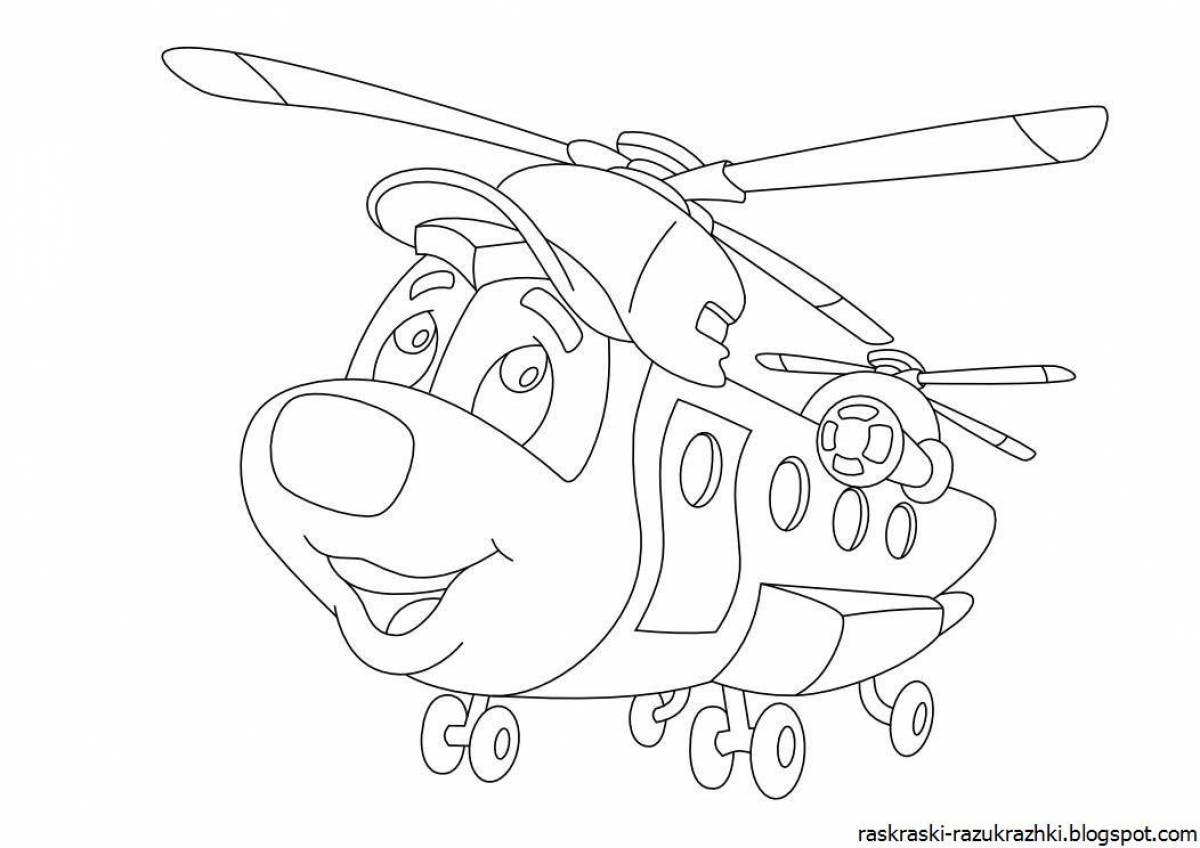 Colorful helicopter coloring book for kids