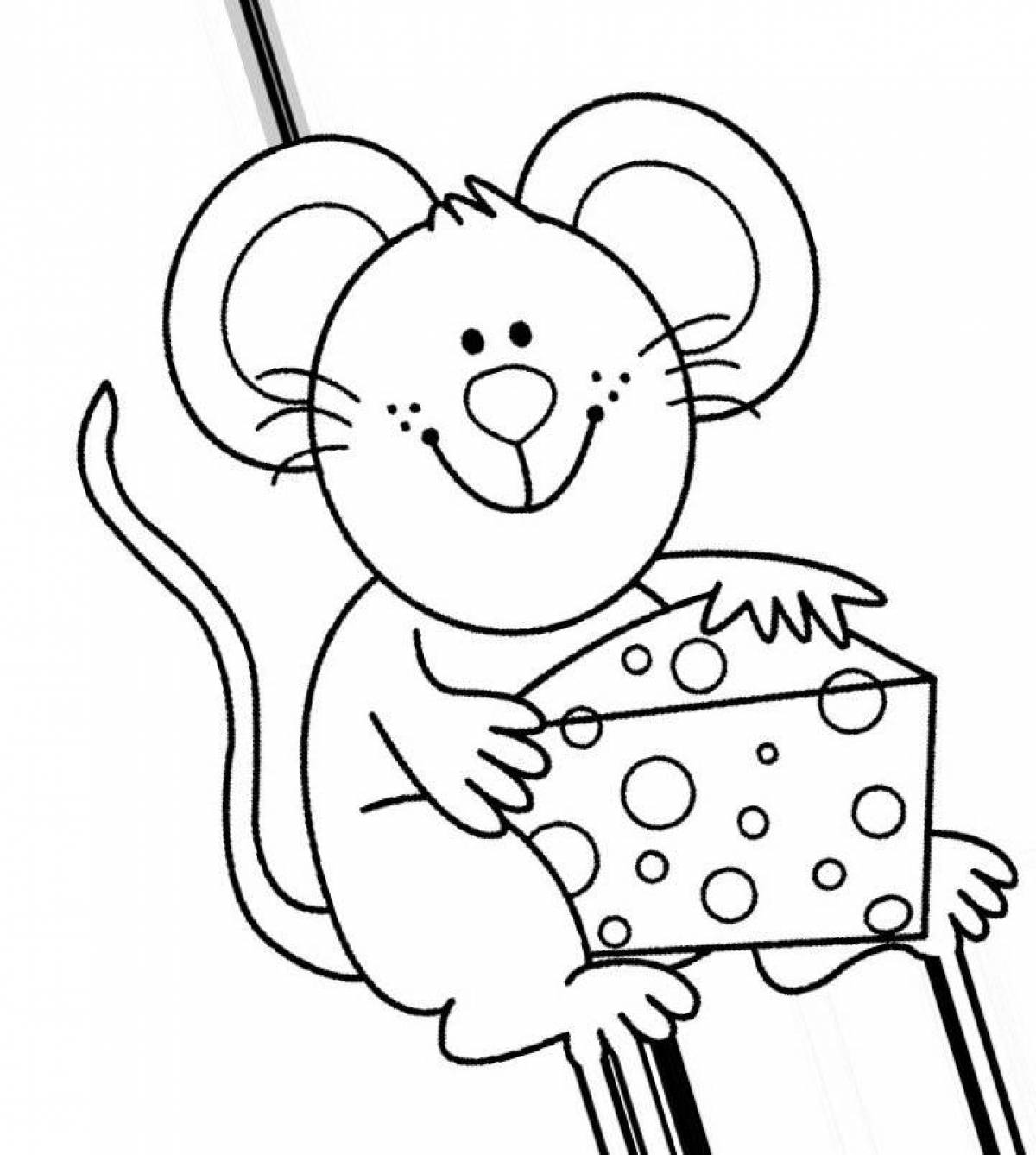 Веселая раскраска мышь для детей