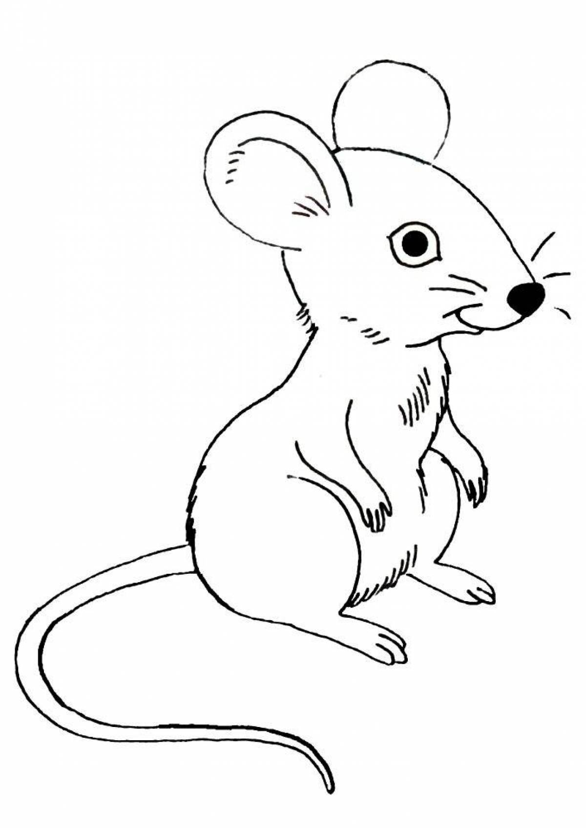 Игривая страница раскраски мыши для детей