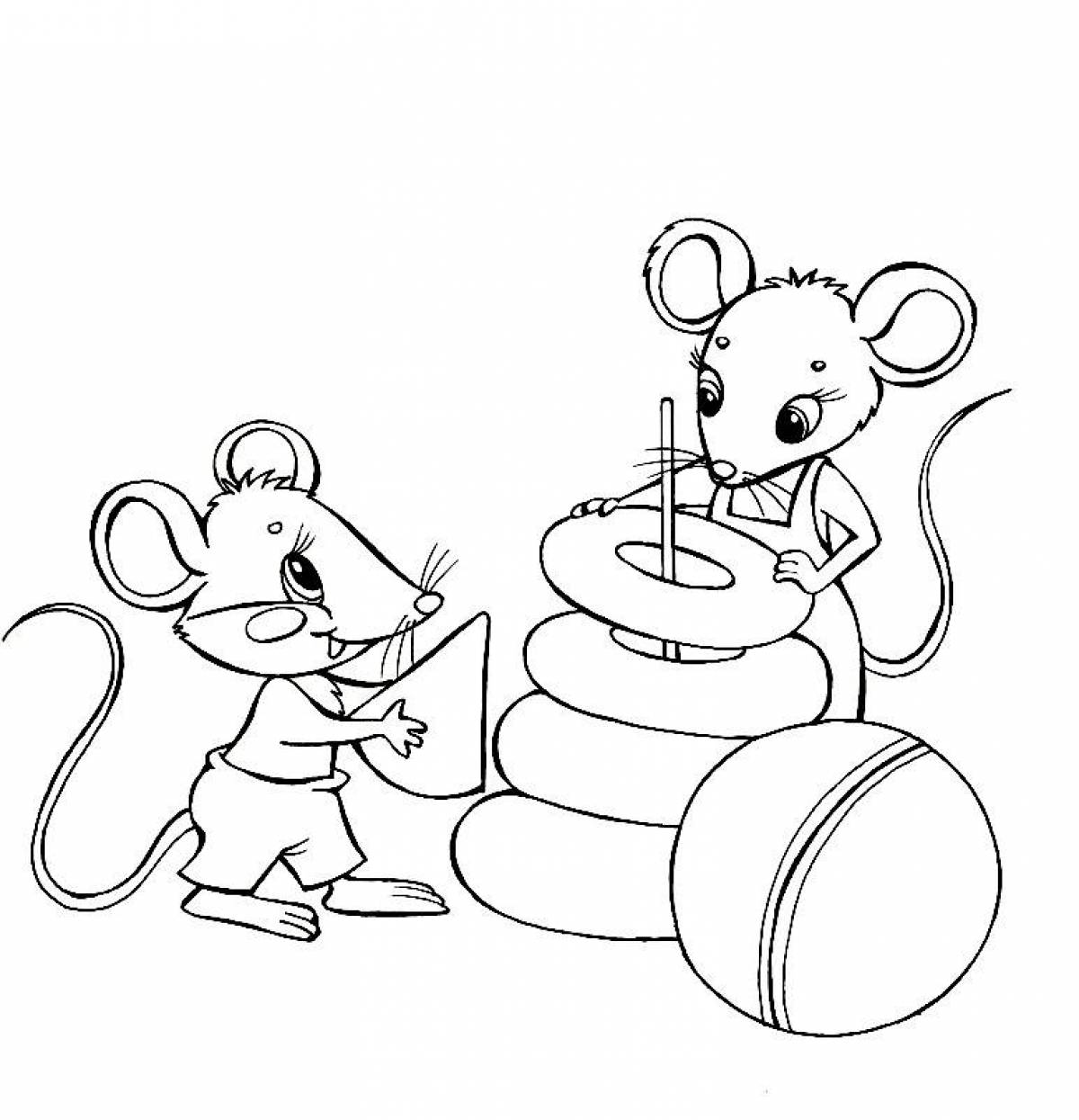 Милая мышь-раскраска для детей