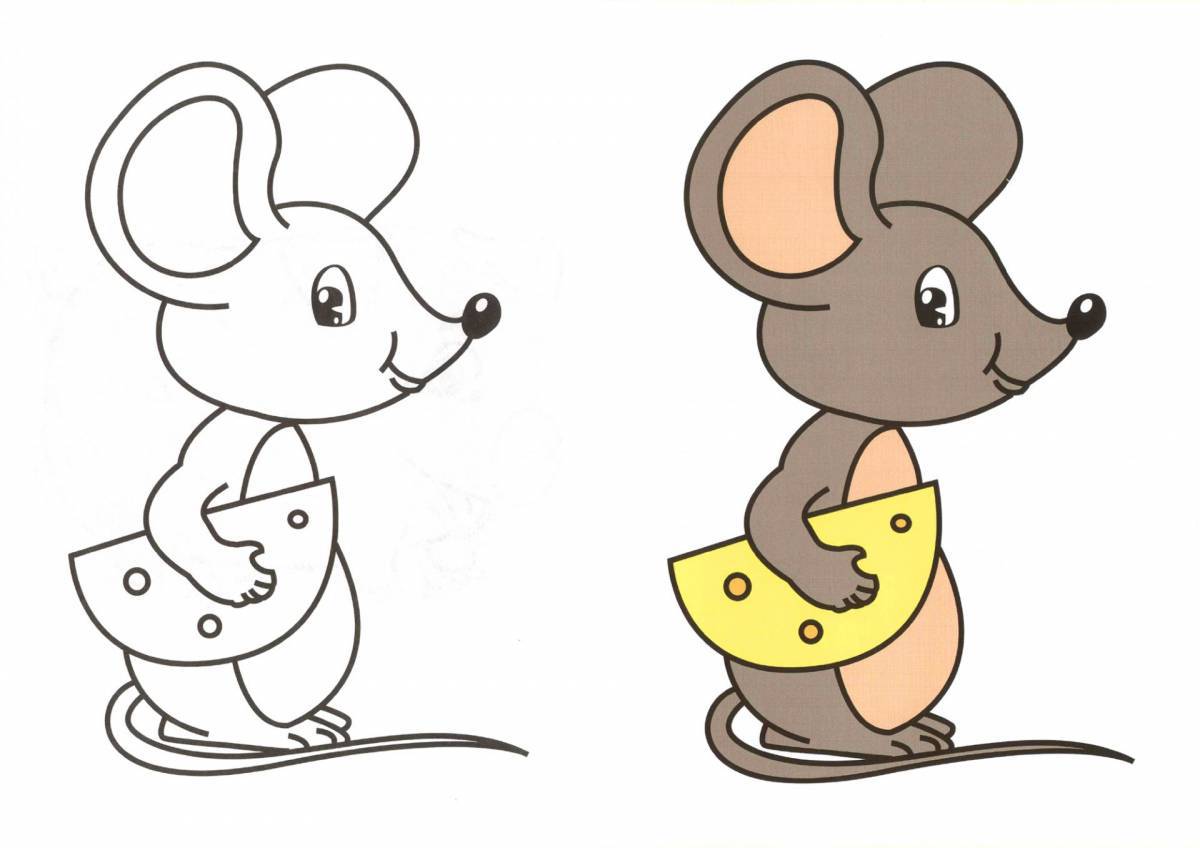 Причудливая мышь-раскраска для детей