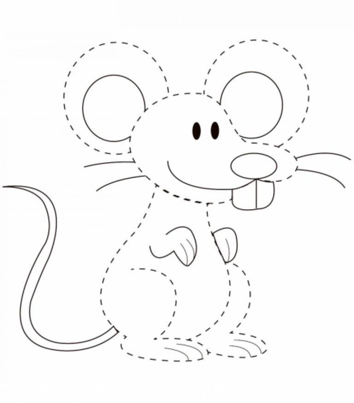 Раскраска радостная мышь для детей