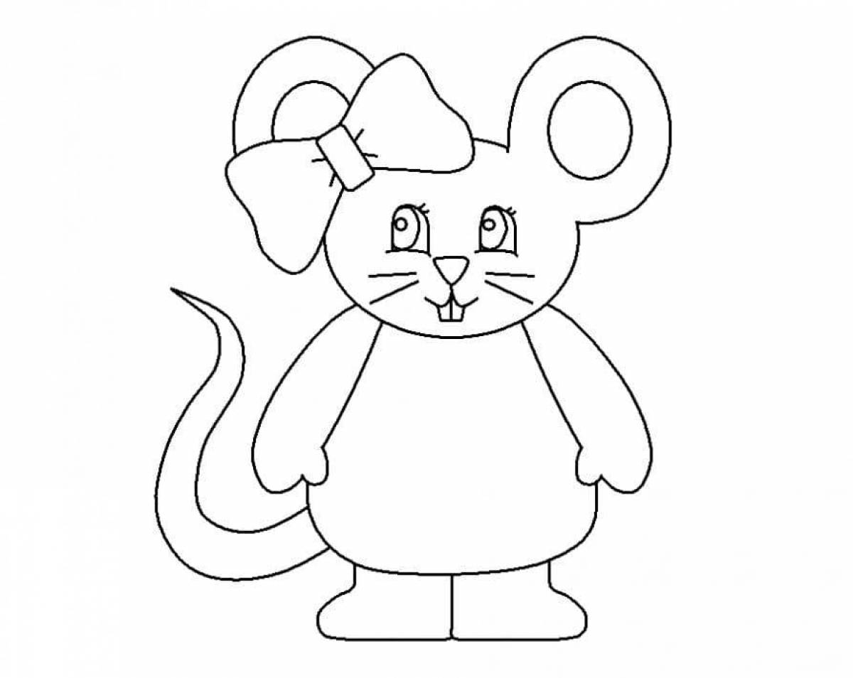 Цветная раскраска мышь для детей