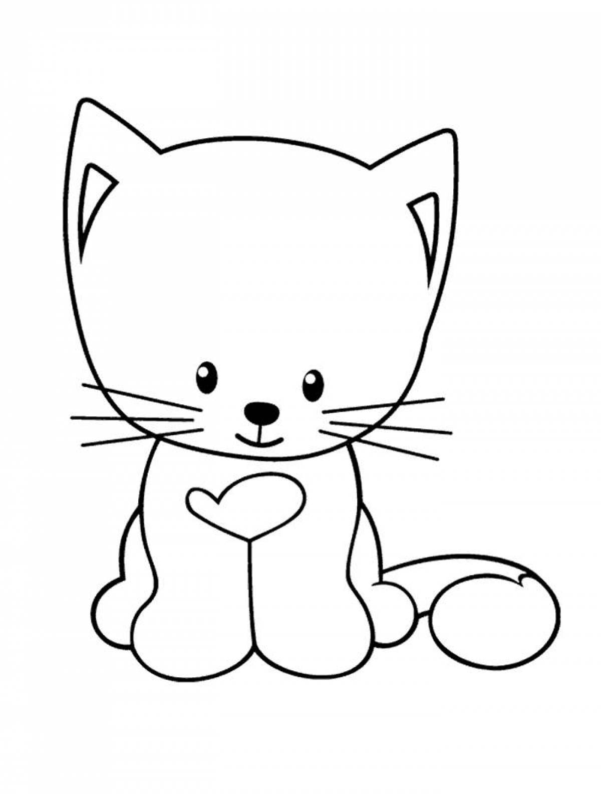Анимированная раскраска кошка для детей 3-4 лет