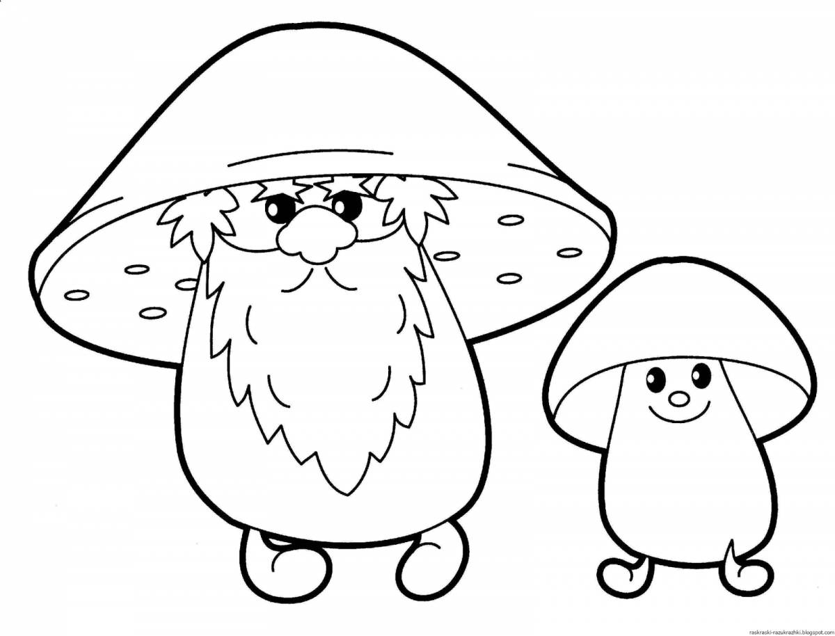 Красочная страница раскраски грибов для детей