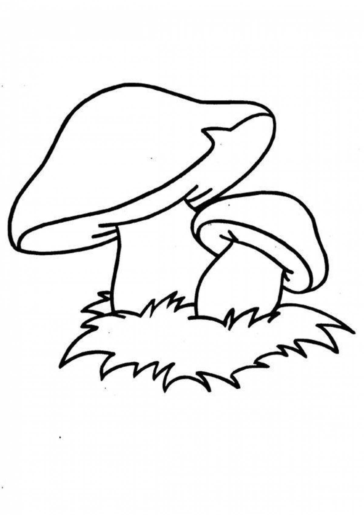 Раскраска радостный гриб для детей