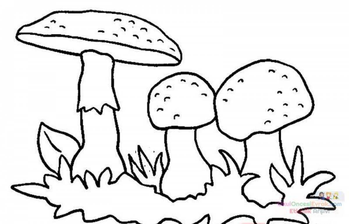 Раскраска сияющий гриб для детей