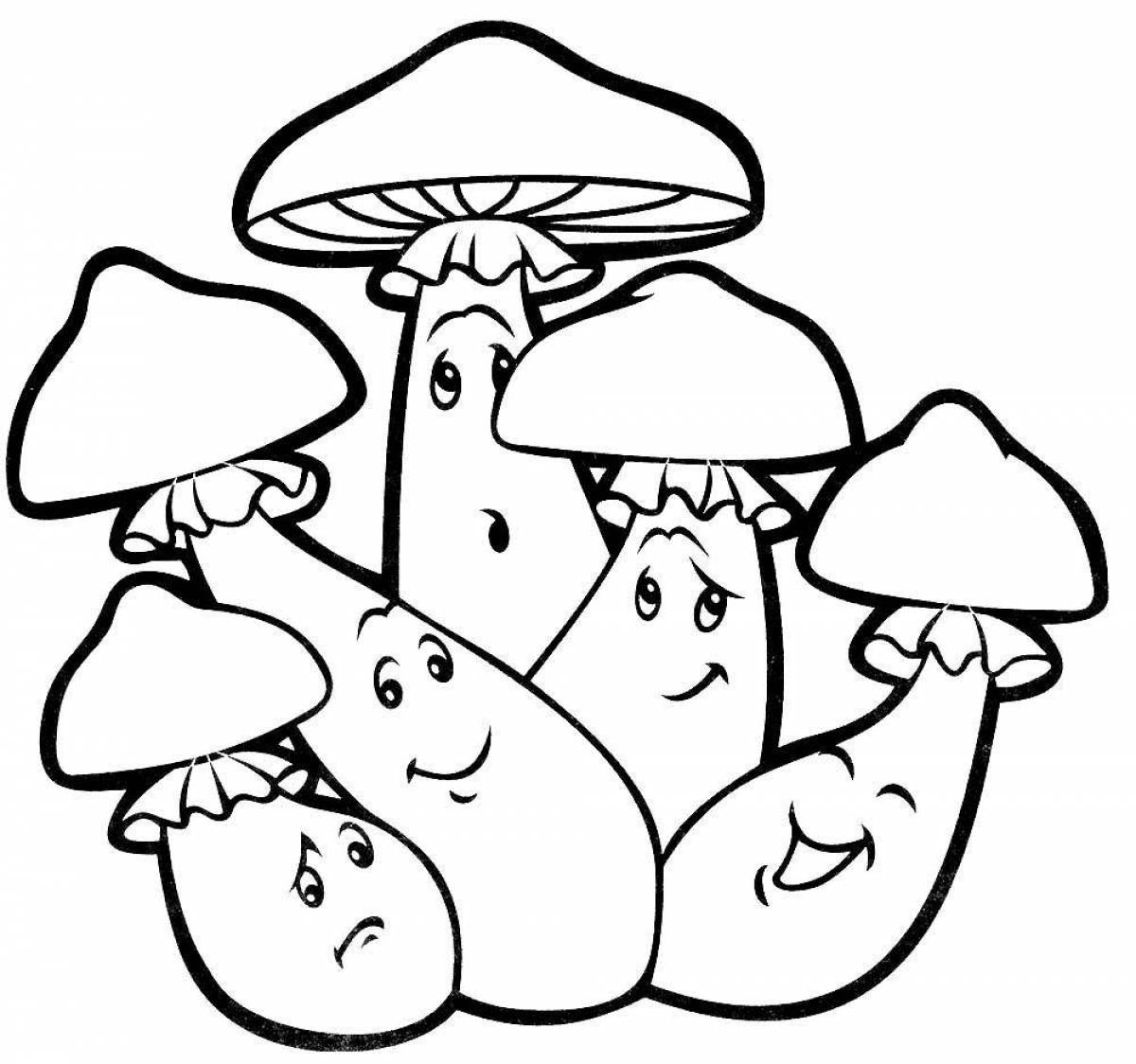 Веселые грибы-раскраски для детей