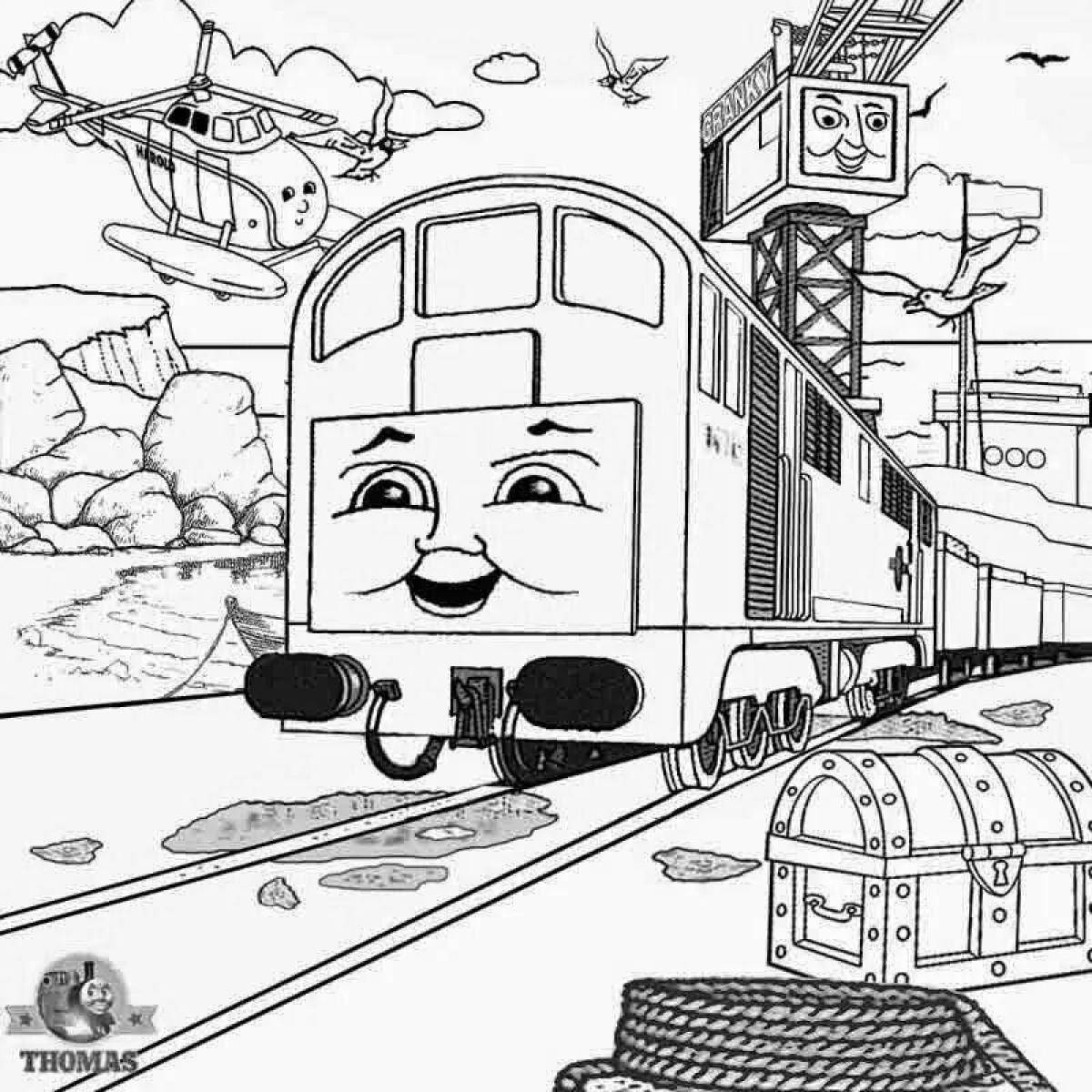 Раскраска радостный пожиратель поездов