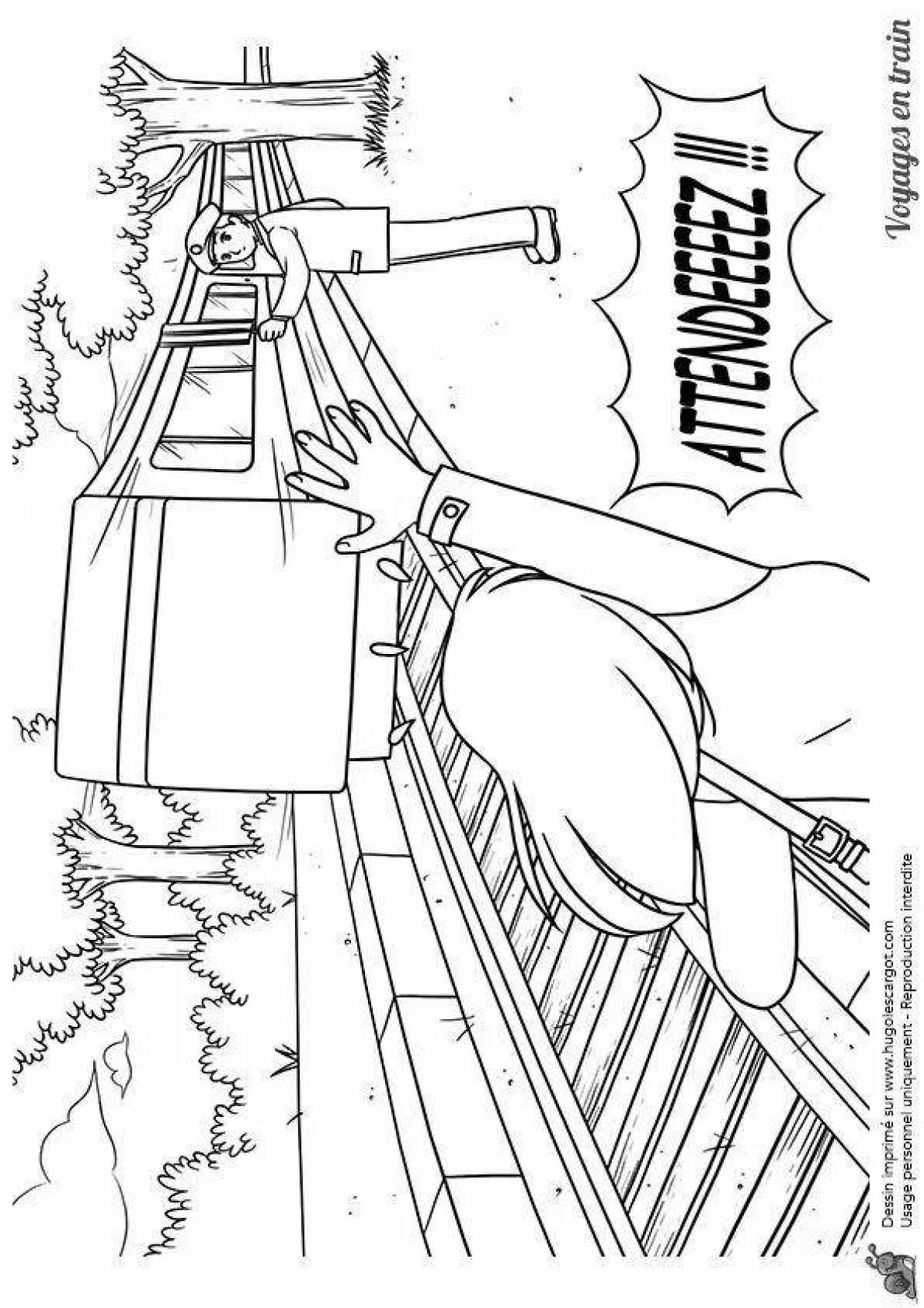 Coloring page playful train eater