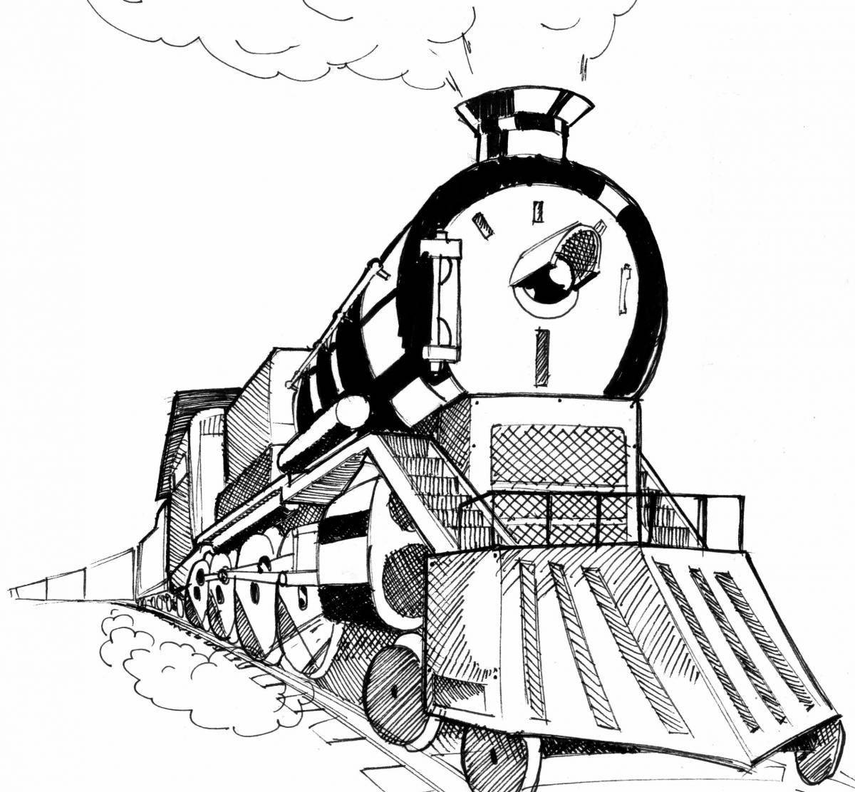 Coloring page festive train eater