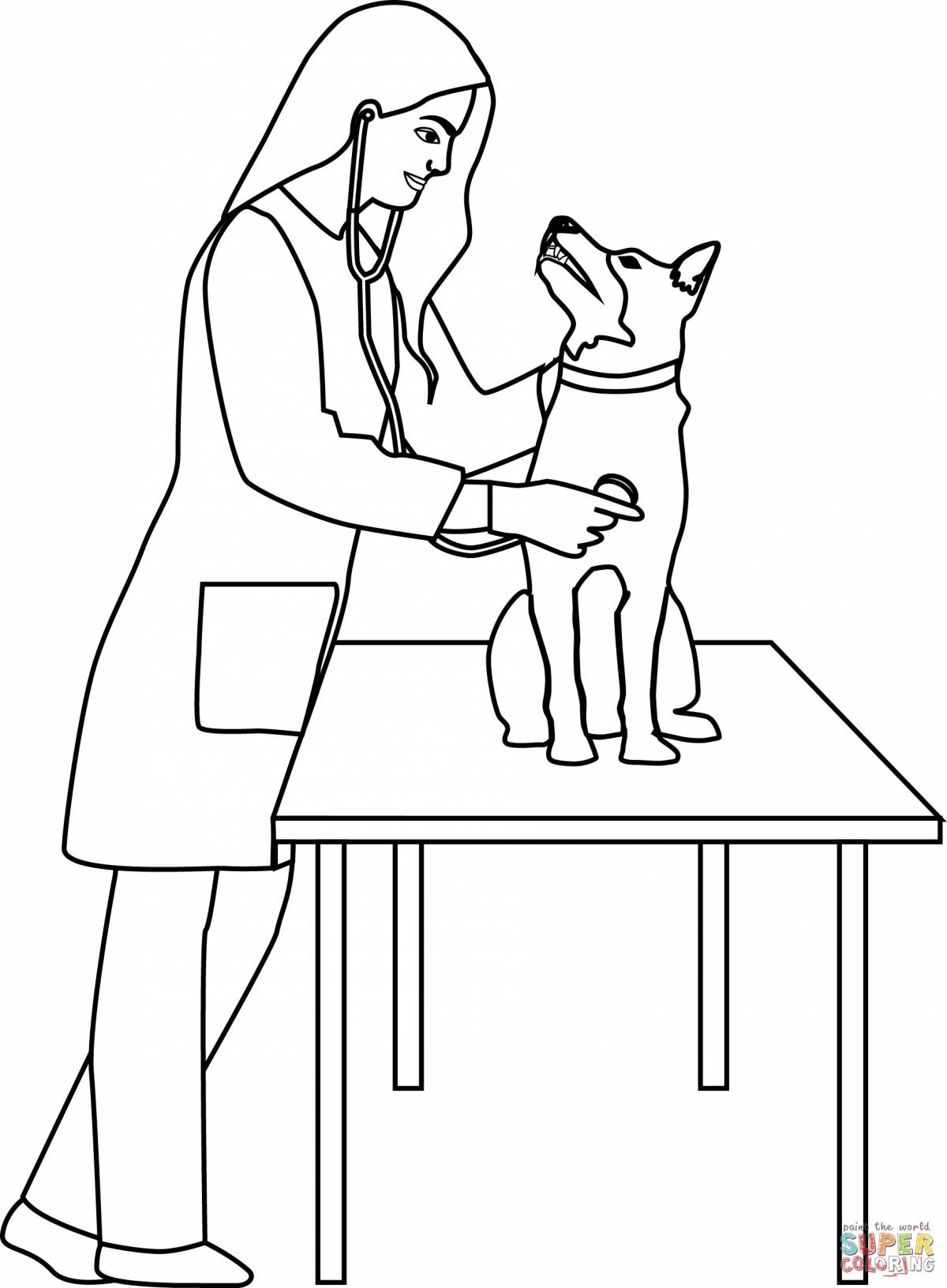 Рисунок ветеринара с животными легкий