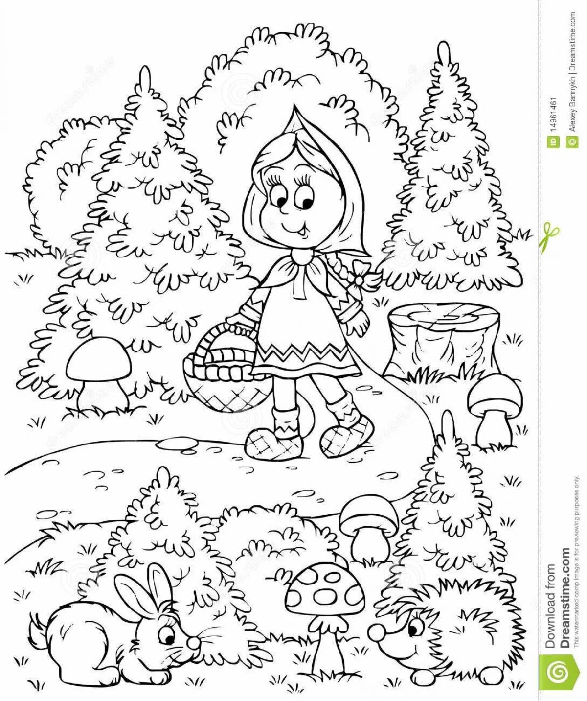 Девочка в лесу раскраска для детей