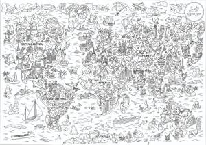 Coloring Pages Giant world map (36 pcs) - download or print for free #29897