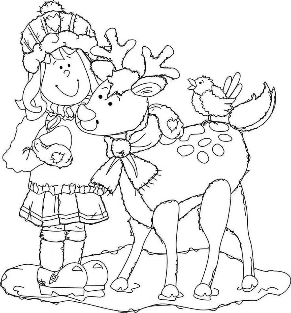 Coloring book for girls deer