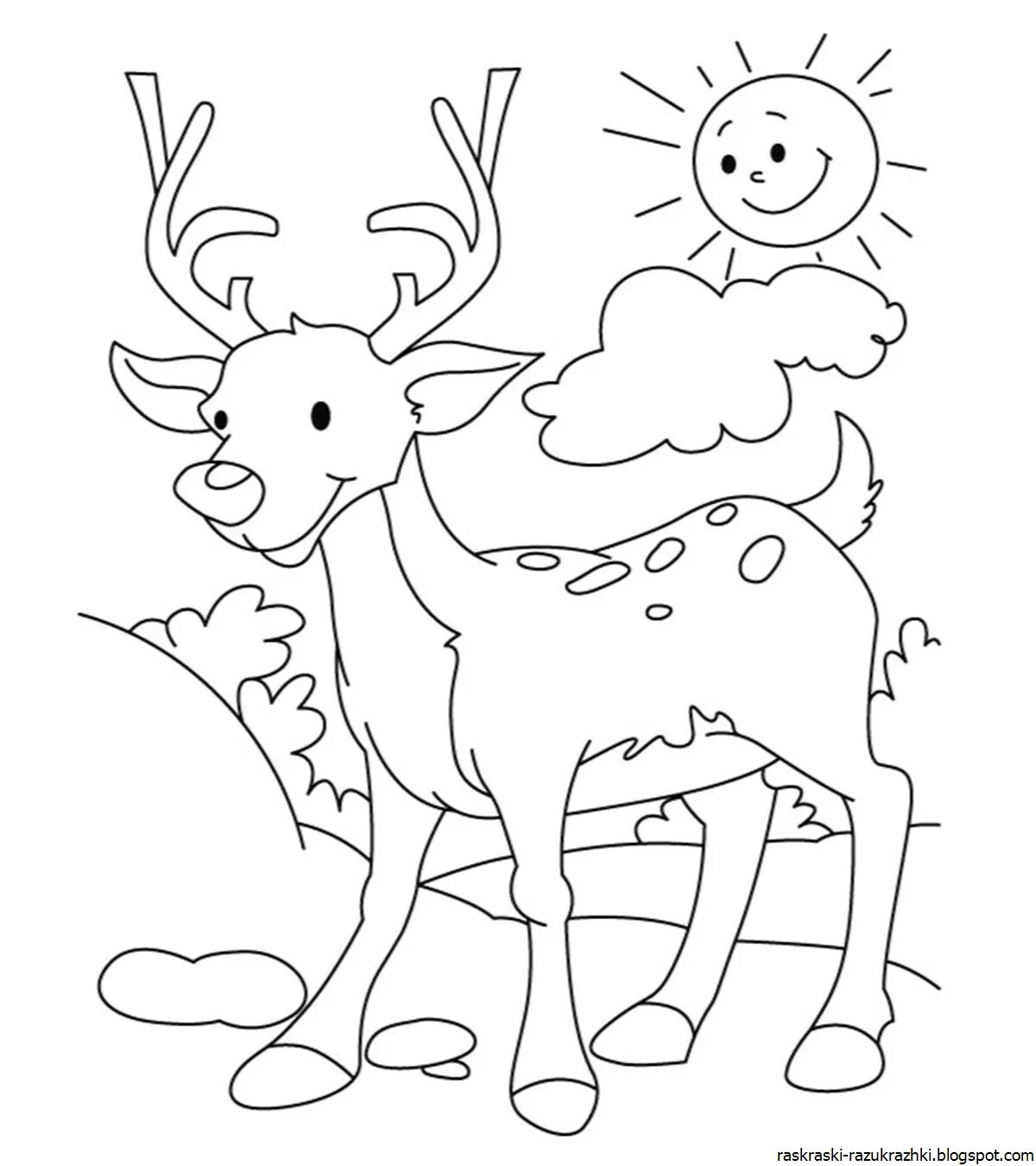 Комическая раскраска для девочек олень