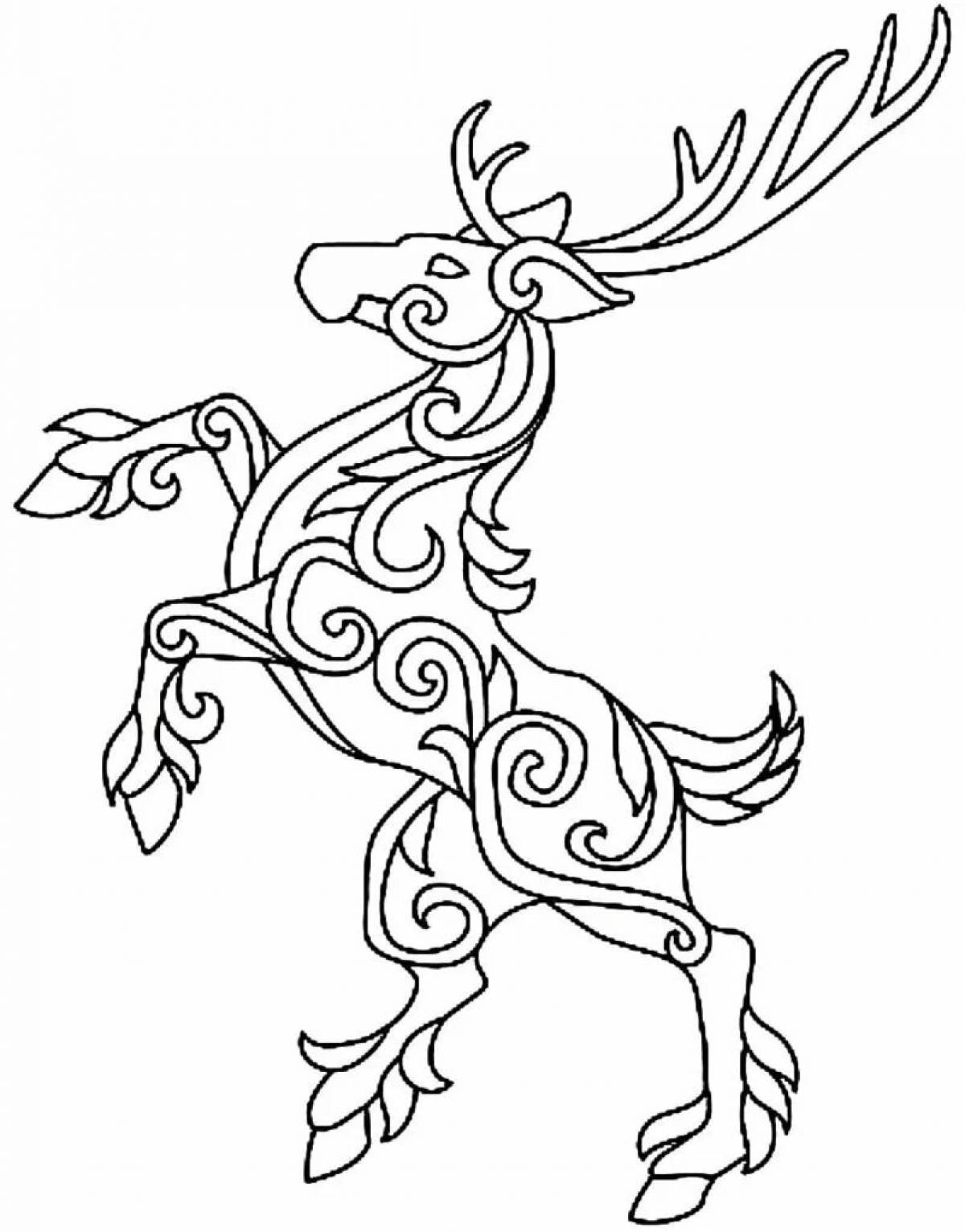 Анимированная раскраска девочки олень