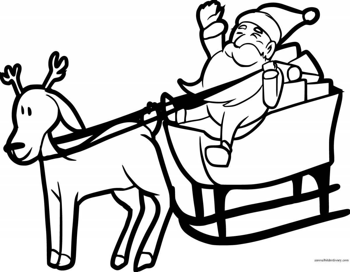 Radiant coloring page horse with sleigh