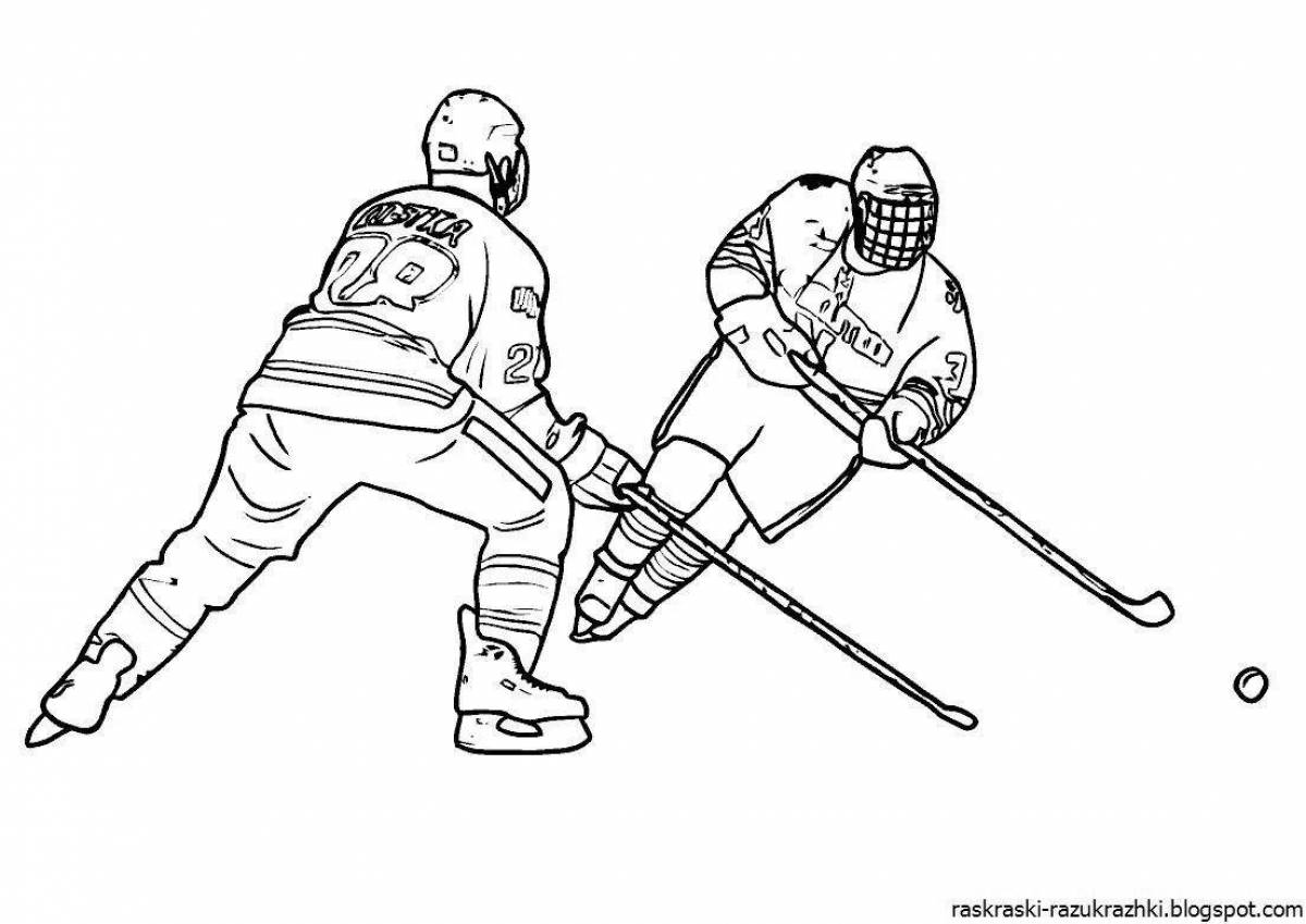 Яркая хоккейная раскраска для мальчиков