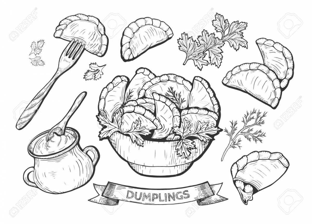 Joyful coloring of dumplings for preschoolers