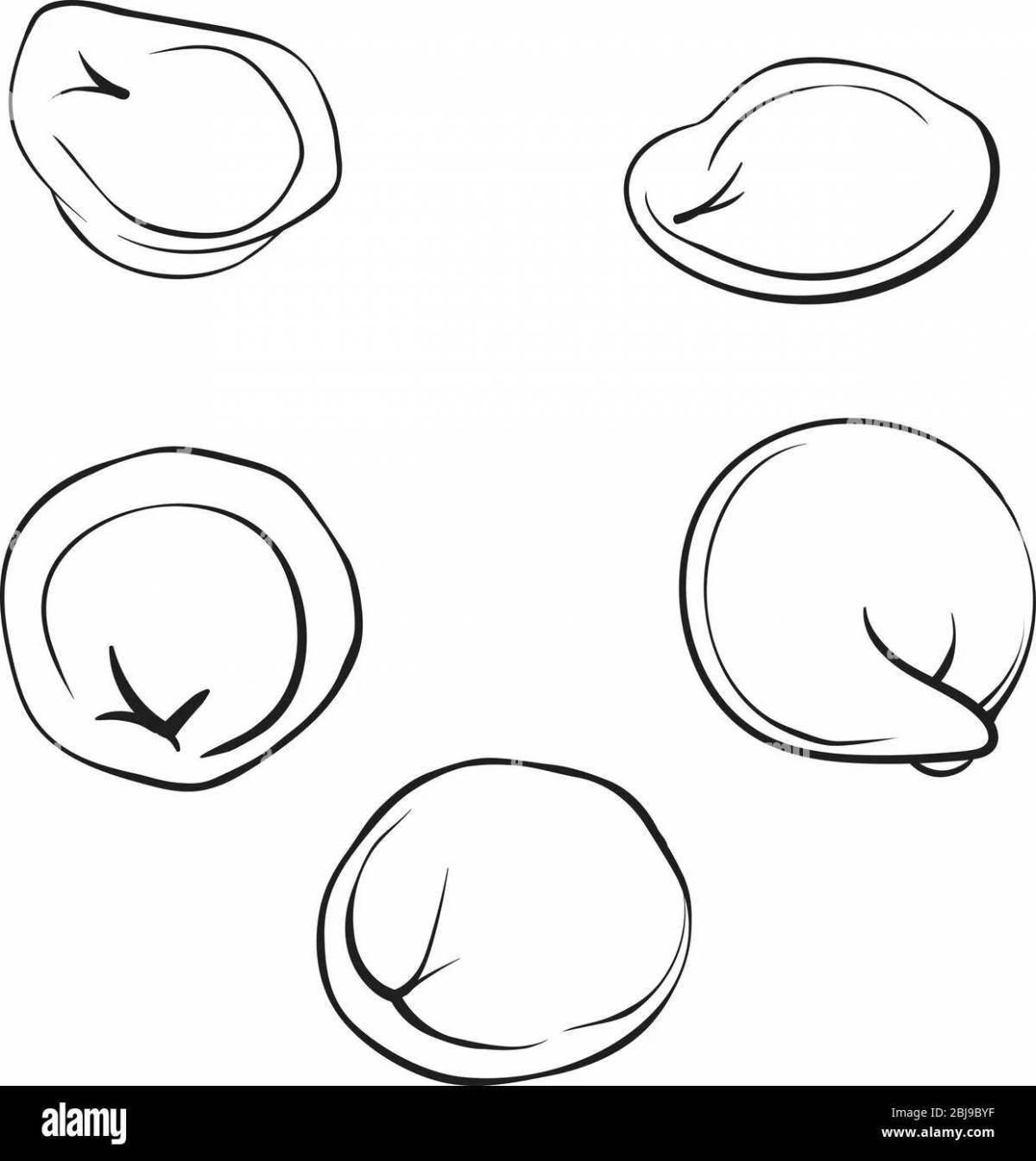 Яркая раскраска пельменей для детей