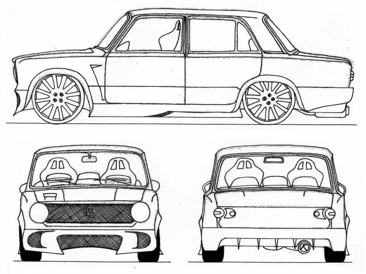 Amazing car vaz 2107 coloring book