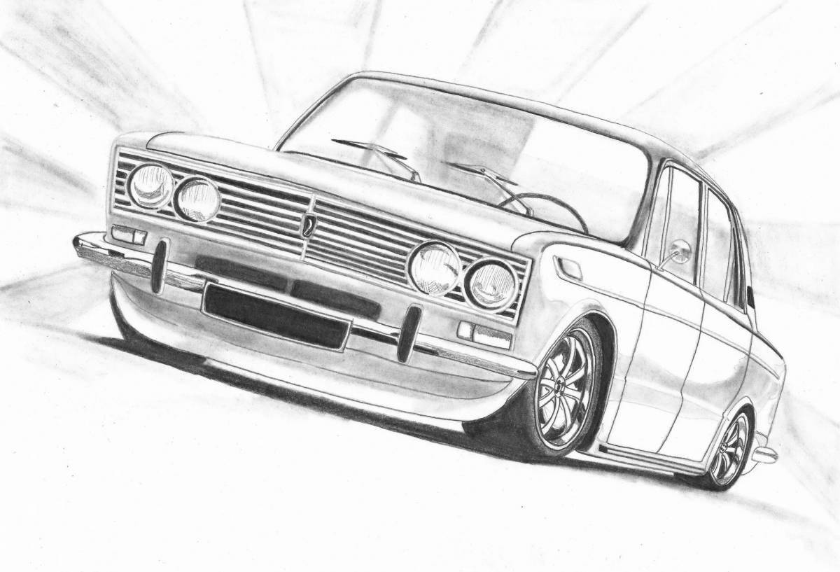 Coloring page charming car vaz 2107