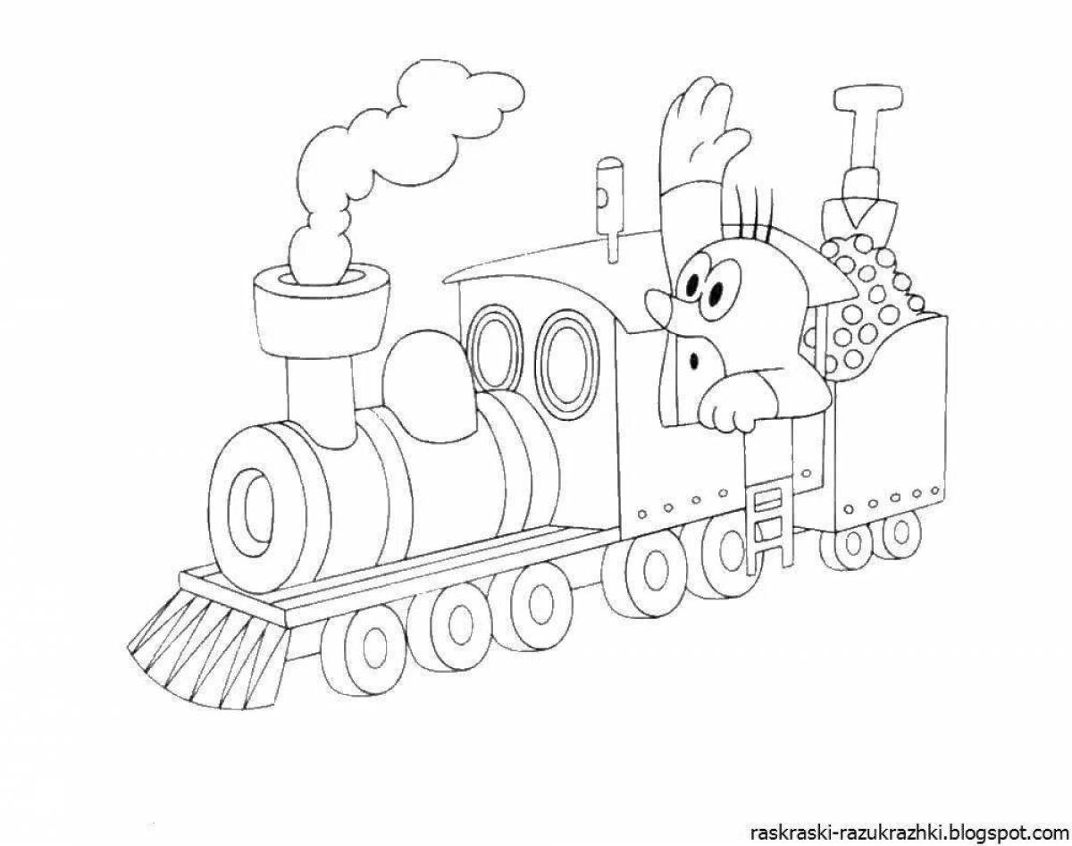 Coloring book nice train for boys
