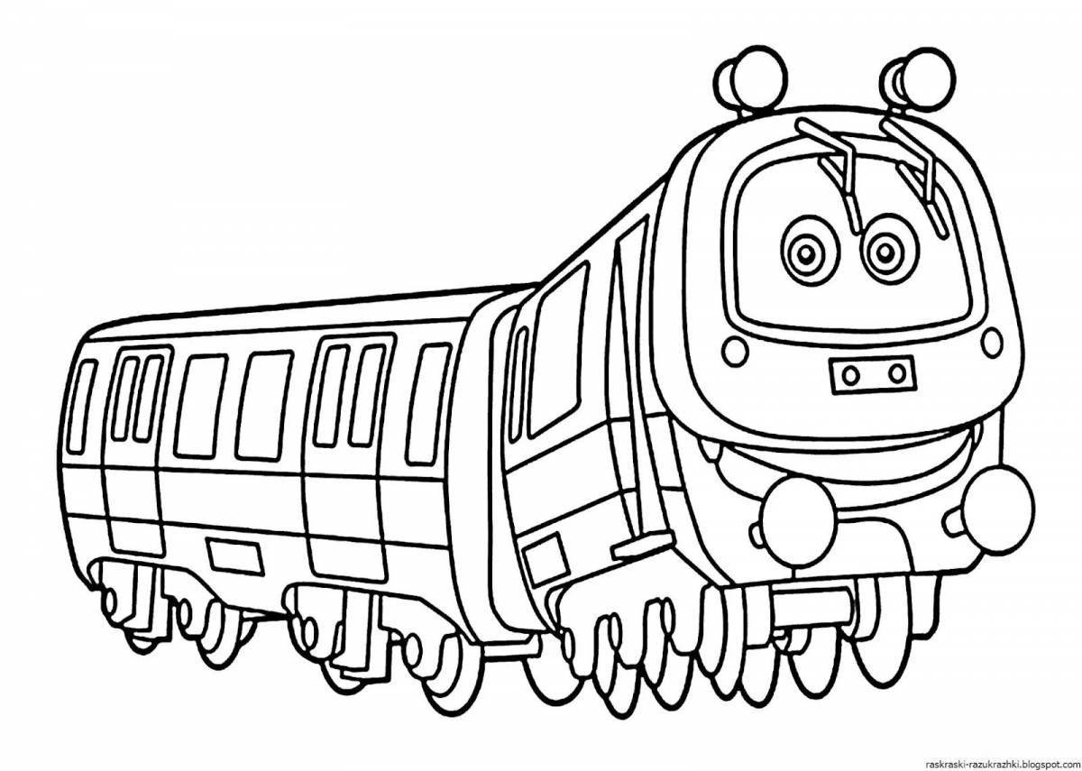 Coloring book shining train for boys