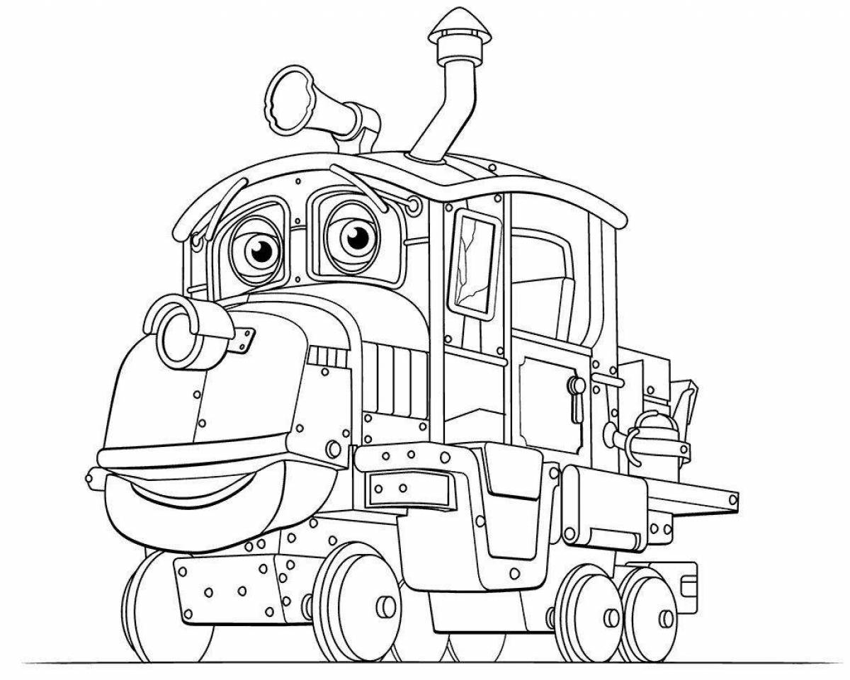Cute coloring train for boys