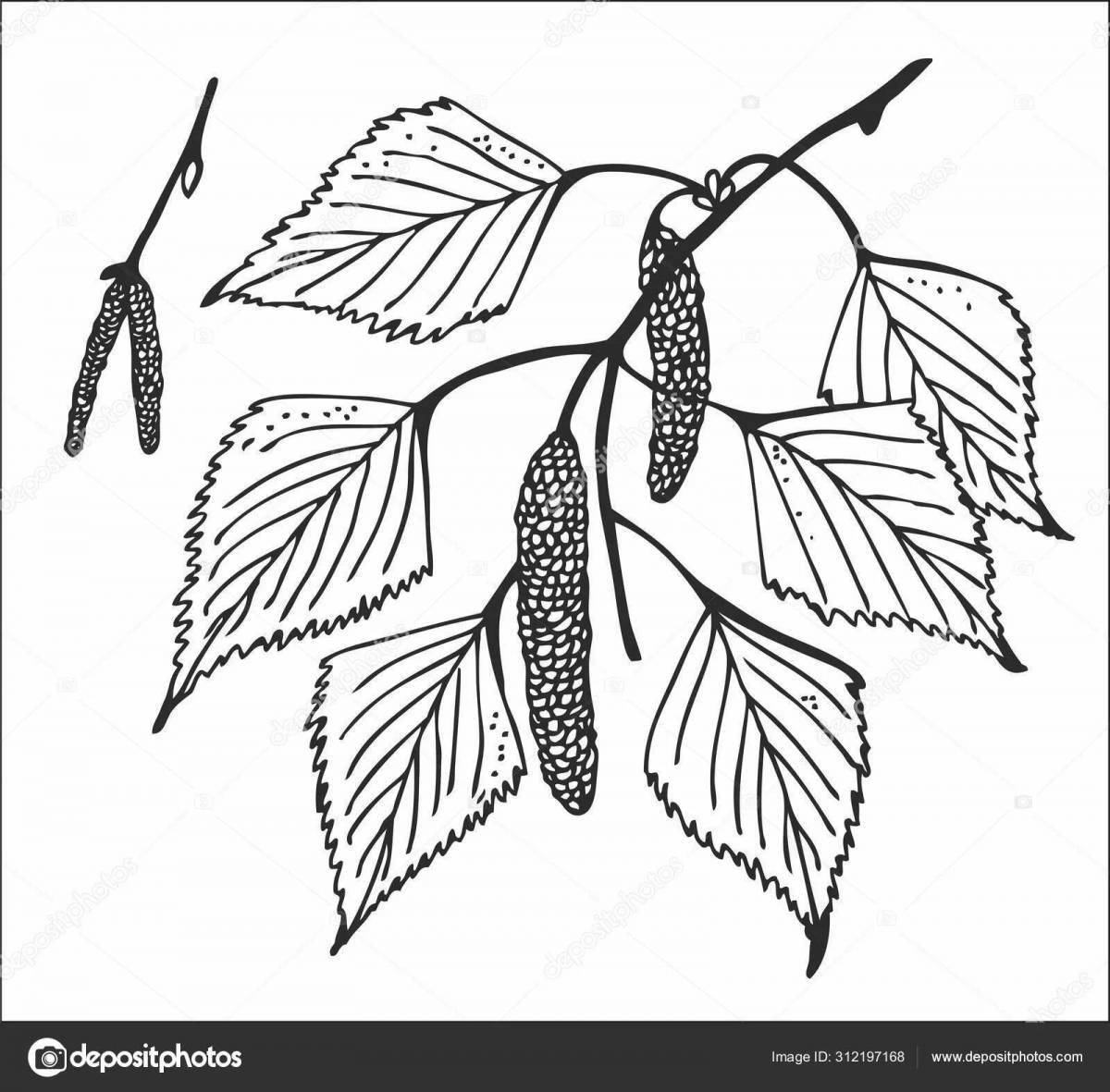 Буйная раскраска листья на ветке
