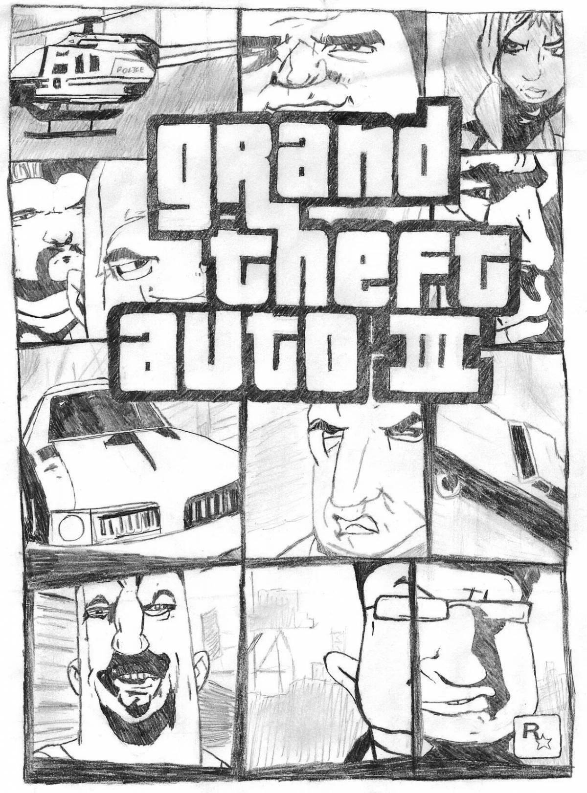 Tempting coloring page of gta 5 games
