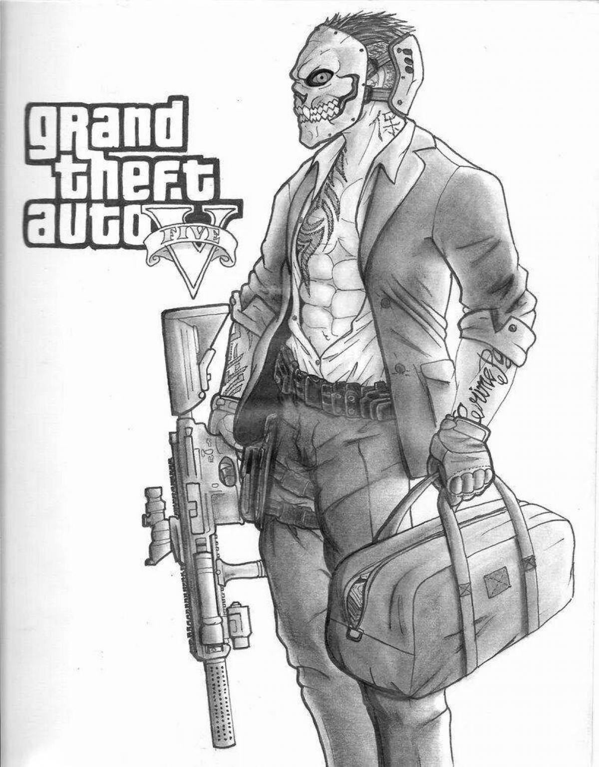 Fascinating gta 5 games coloring page