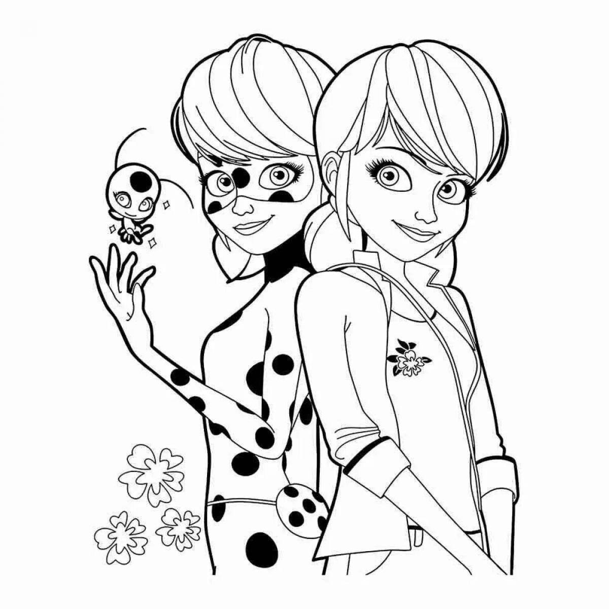 Coloring page stylish ladybug