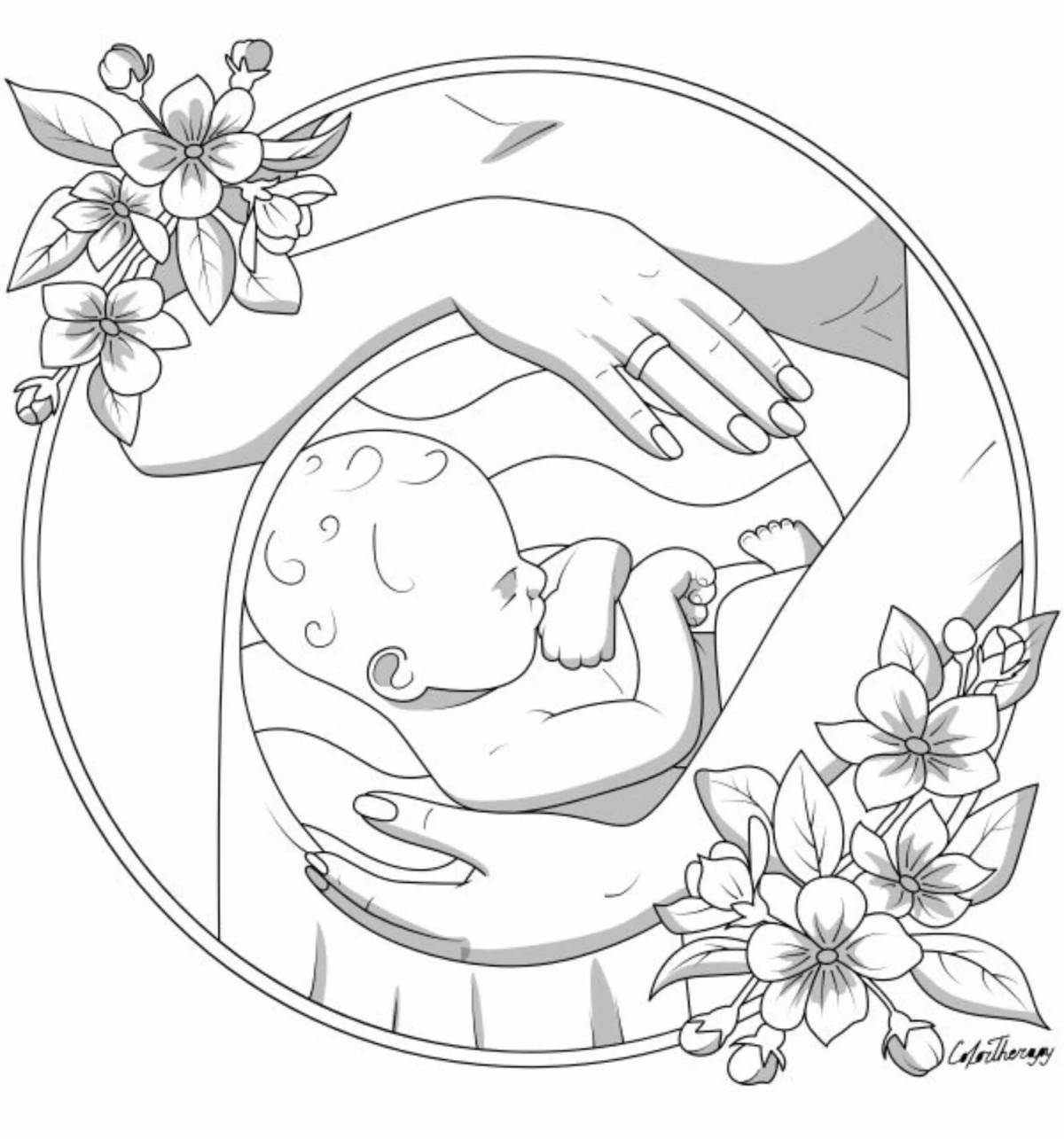 Coloring page blissful moms-to-be