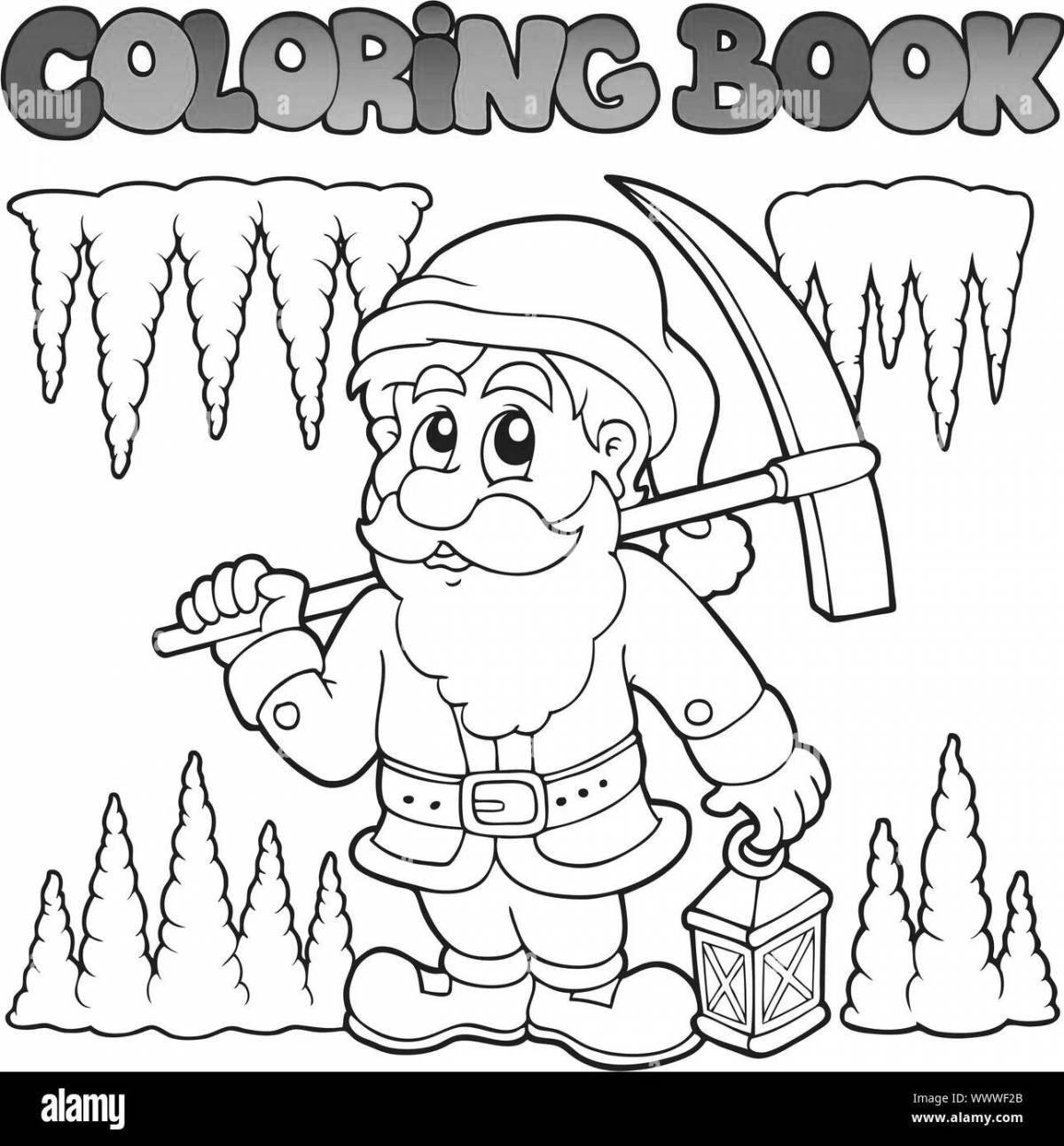 Colouring funny miner for kids