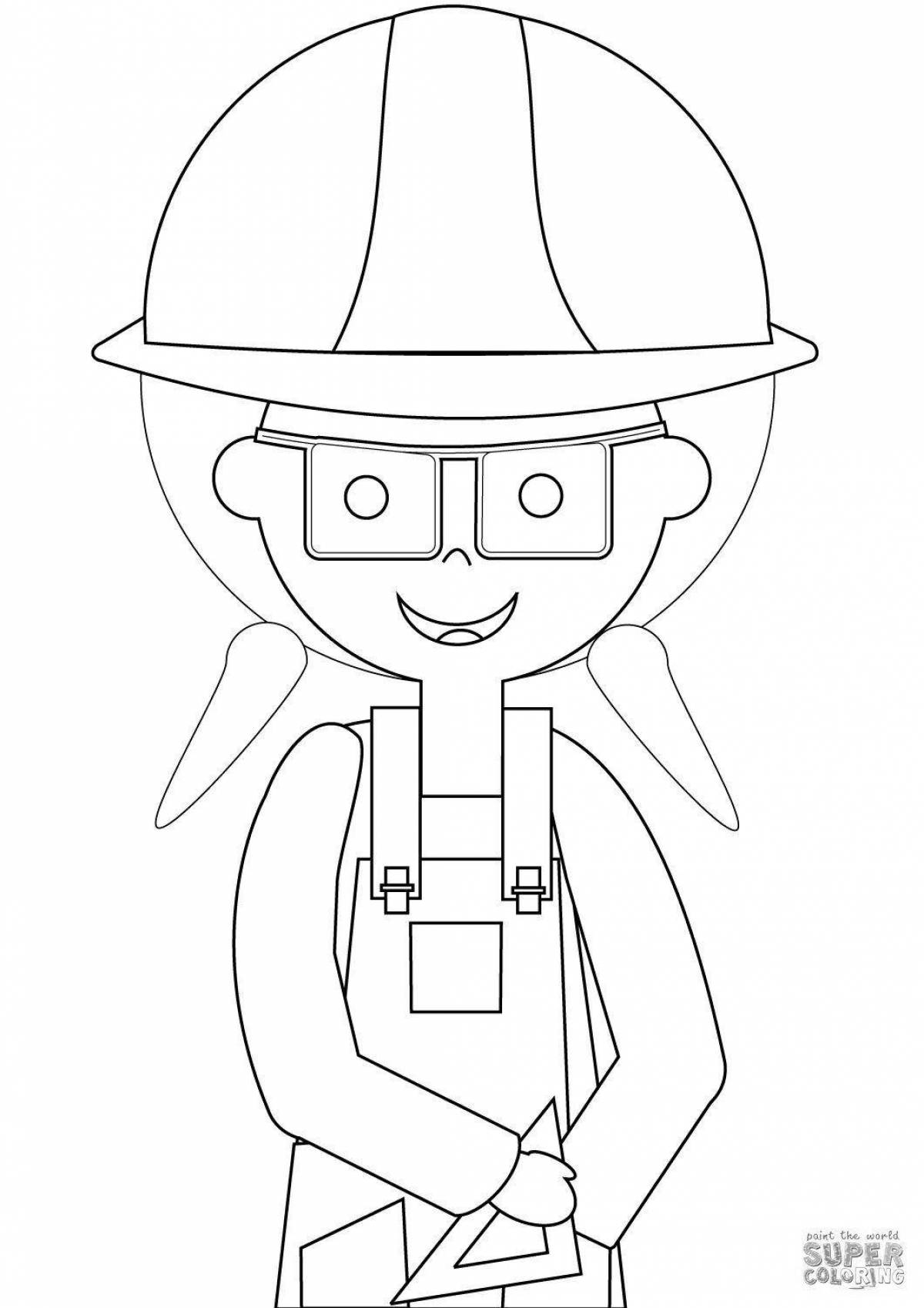 Playful miner coloring page for kids